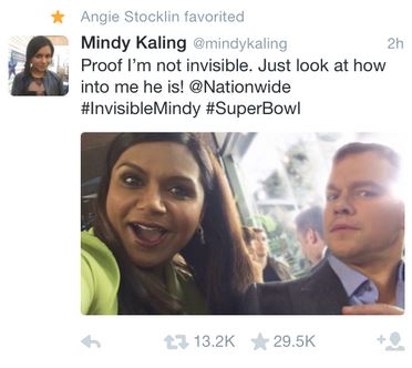 Mindy Kaling Super Bowl Tweet