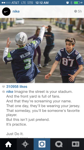 Nike super bowl 2015 instagram ad